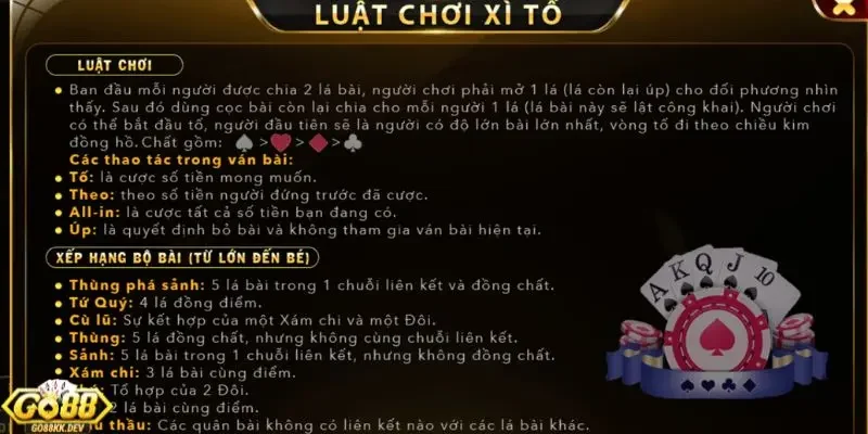 cách đánh bài Xì Tố Go88 ăn tiền Cách đánh bài xì tố Go88 ăn tiền với luật chơi chi tiết