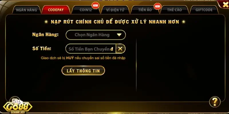 Tìm Hiểu Về Go88 Hỗ Trợ Những Phương Thức Nạp Tiền Nào? 2 Nạp tiền qua mã QR