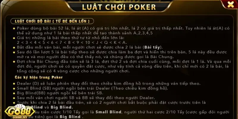 mẹo chơi Poker Go88 Cách so bài trong mẹo chơi Poker Go88