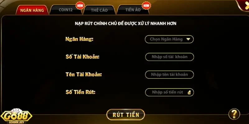 rút tiền Go88 Điều kiện cần đạt để rút tiền Go88 người chơi cần biết